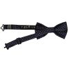 Pre Tied Navy and White Polka Dot Boys Bow Tie and Pocket Square Set Age 4-7
