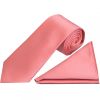 Plain Light Coral Pink Satin Classic Men's Tie and Pocket Square Set