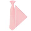 Pre Tied Pink Satin Boys Tie and Pocket Square Set Age 4-7