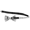 Silver Floral Handmade Mens Bow Tie