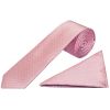Pink and White Polka Dot Skinny Men's Tie Pocket Square Set