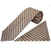 Brown Check Silk Mens Classic Tie and Pocket Square Set