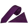 Purple Silk Twill Skinny Mens Tie and Pocket Square Set