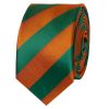 Orange and Green Striped Skinny Men's Tie