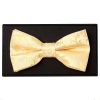 Gold Floral Handmade Mens Bow Tie and Pocket Square Set