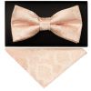 Light Peach Paisley Mens Bow Tie and Pocket Square Set