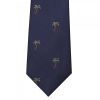 Navy Palm Tree Silk Skinny Men's Tie