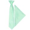 Pre Tied Mint Green Satin Boys Tie and Pocket Square Set Age 4-7