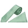 Plain Seagrass Boys Satin Skinny Tie and Pocket Square Set