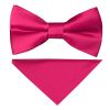 Pre Tied Cerise Pink Boys Bow Tie and Pocket Square Set