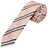 Pink Twin Stripe Skinny Men's Tie and Pocket Square Set