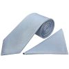 Plain Dusty Blue Silk Classic Men's Tie and Pocket Square Set