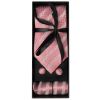 Mens Dusty Pink Textured Stripe Silk Classic Tie Pocket Square and Cufflinks Box Set