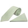Plain Light Sage Green Silk Classic Men's Tie and Pocket Square Set