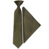 Pre Tied Plain Leaf Green Boys Tie and Pocket Square Age 4-7