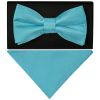 Turquoise Handmade Mens Bow Tie and Pocket Square Set