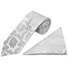 Silver Paisley Classic Men's Tie and Pocket Square Set