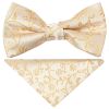 Pre Tied Caramel Floral Boys Bow Tie and Pocket Square Set