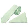 Pale Mint Boys Satin Skinny Tie and Pocket Square Set