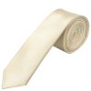 END OF SEASON Plain Ivory Satin Silk Skinny Men's Tie