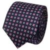 Navy with Pink Geo Silk Skinny Men's Tie
