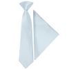 Pre Tied Misty Blue Satin Boys Tie and Pocket Square Set Age 4-7