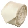 END OF SEASON Plain Ivory Satin Silk Skinny Men's Tie