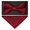 Plain Maroon Handmade Mens Bow Tie and Pocket Square Set