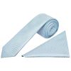 Sky Blue Textured Skinny Tie and Pocket Square Set