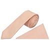 Plain Pale Peach Silk Skinny Boys Tie and Pocket Square Set