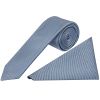 Dusty Blue Silk Twill Skinny Men's Tie and Pocket Square Set