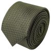 Olive Green Boys Textured Skinny Tie and Pocket Square Set