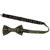 Olive Green Textured Mens Bow Tie and Pocket Square Set