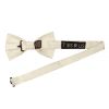 Ivory Floral Handmade Mens Bow Tie and Pocket Square Set