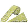 Mens Green Floral Silk Skinny Tie and Pocket Square