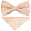 Pre Tied Light Peach Paisley Boys Bow Tie and Pocket Square Set