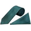 Plain Dark Teal Satin Classic Men's Tie and Pocket Square Set