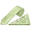 Sage Green Paisley Skinny Men's Tie and Pocket Square Set