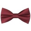 Pre Tied Burgundy Satin Boys Bow Tie and Pocket Square Set Age 4-7