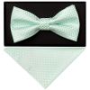 Mint Green Diamond Neat Mens Bow Tie and Pocket Square Set