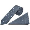 Navy Large White Spot Skinny Men's Tie and Pocket Square Set