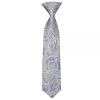 Pre Tied Silver and Blue Paisley Boys Tie and Pocket Square Set Age 4-7