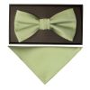 Hand Made Sage Green Mens Bow Tie and Pocket Square Set