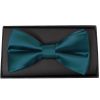 Plain Dark Teal Handmade Mens Bow Tie and Pocket Square Set