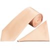 Plain Light Peach Satin Classic Men's Tie and Pocket Square Set