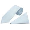 Plain Misty Blue Satin Classic Mens Tie and Pocket Square Set