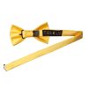 Plain Yellow Gold Handmade Mens Bow Tie and Pocket Square Set