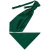 Bottle Green Satin Men's Cravat Tie and Pocket Square Set