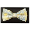 Yellow and Blue Paisley Handmade Mens Bow Tie and Pocket Square Set
