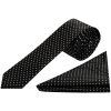 Black and White Polka Dot Skinny Men's Tie Pocket Square Set